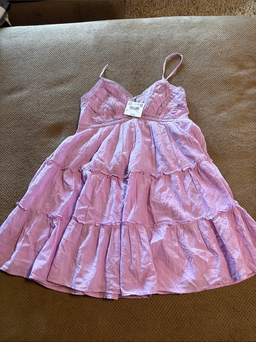 American Eagle Outfitters Girls' Lilac Tiered Spaghetti-Strap Dress